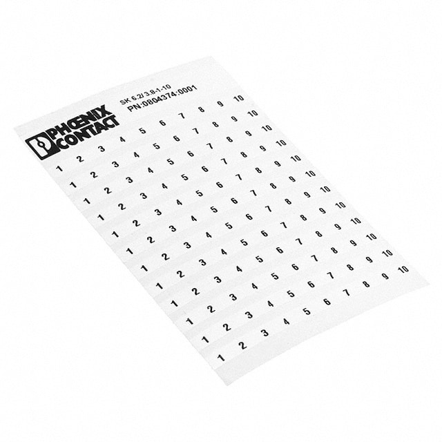 0804374:0001 Phoenix Contact                                                                    ADHESIVE MARKER CARD 1-10