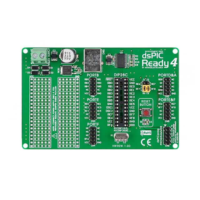 MIKROE-452 MikroElektronika                                                                    DSPIC-READY4 BOARD