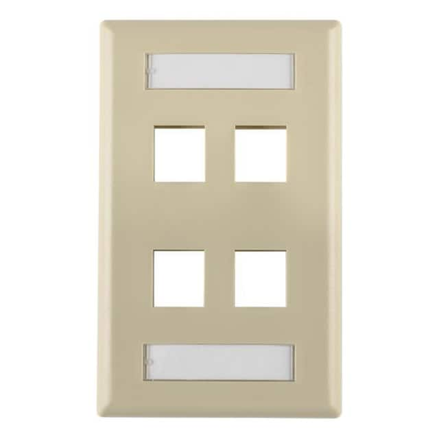 FPIQUAD-I HellermannTyton                                                                    FACEPLATE SNGL GANG 4PORT IVORY