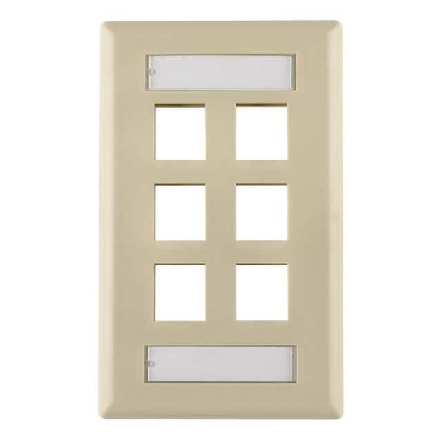 FPISIX-I HellermannTyton                                                                    FACEPLATE SNGL GANG 6PORT IVORY