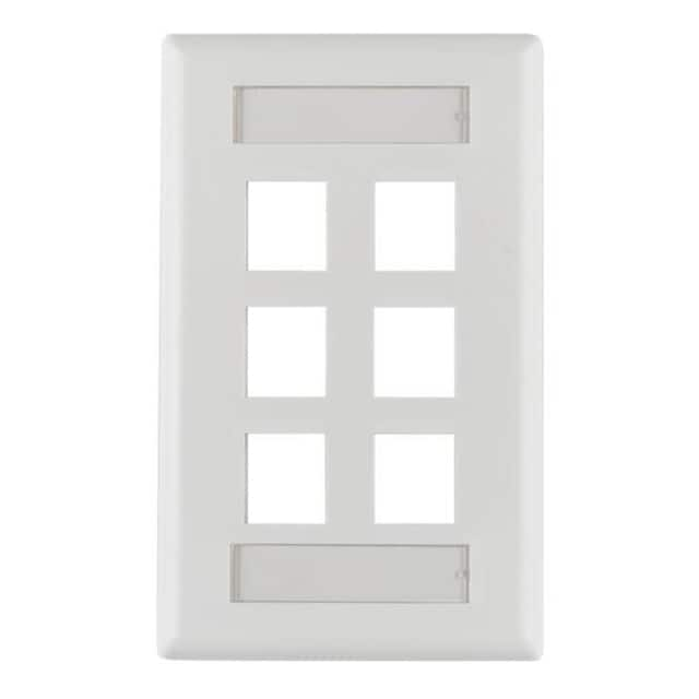 FPISIX-W HellermannTyton                                                                    FACEPLATE SNGL GANG 6PORT WHITE