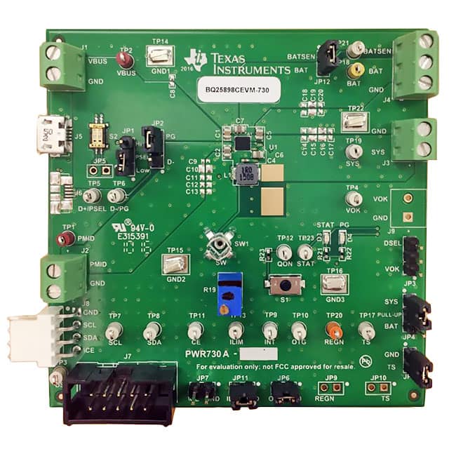 BQ25898CEVM-730 Texas Instruments                                                                    COMPLETE CHARGER EVALUATION MODU