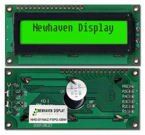 NHD-0116AZ-FSPG-GBW Newhaven Display Intl                                                                    LCD MOD CHAR 1X16 GRN TRANSFL