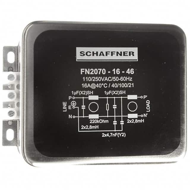 FN2070-16-46 Schaffner EMC Inc.                                                                    LINE FILTER 110/250VAC 16A CHASS