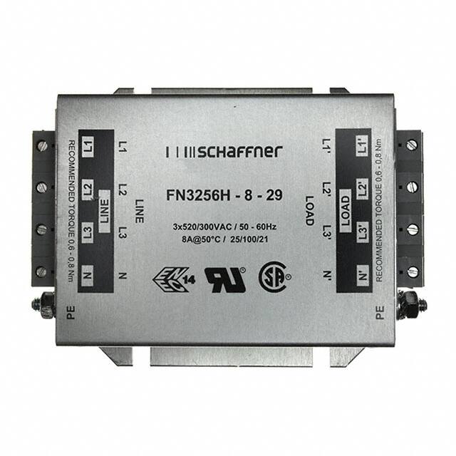 FN3256H-8-29 Schaffner EMC Inc.                                                                    LINE FILTER 480VAC 8A CHASS MNT