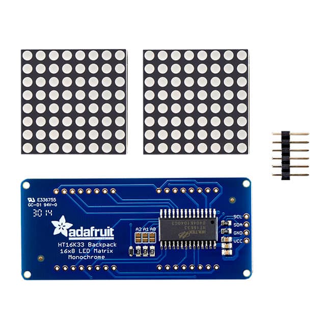 2037 Adafruit Industries LLC                                                                    16X8 1.2 RED LED MATRIX + BACKPA