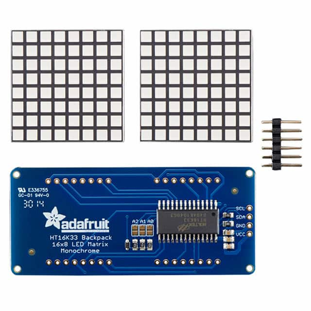 2043 Adafruit Industries LLC                                                                    LED MATRIX 1.2 16X8 BKPK SQ YLW