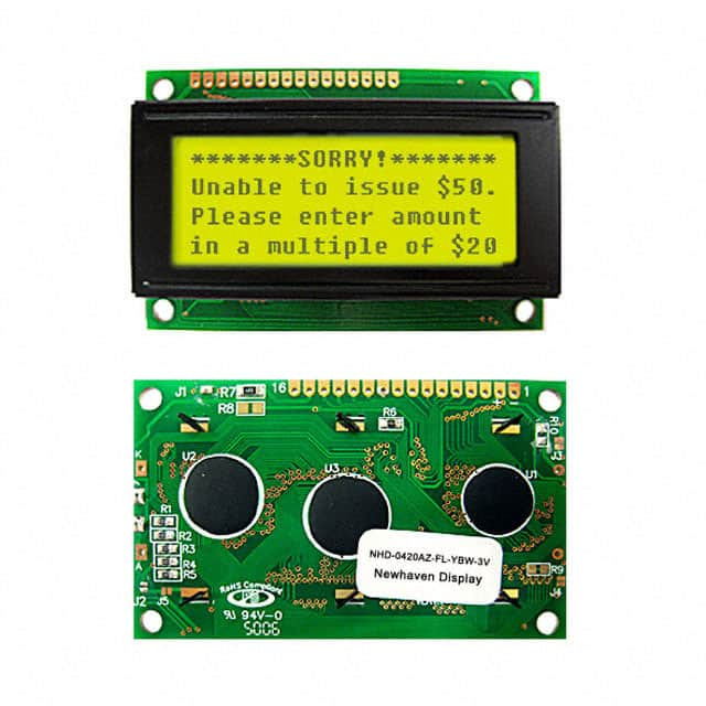 NHD-0420AZ-FL-YBW-3V Newhaven Display Intl                                                                    LCD MOD CHAR 4X20 Y/G TRANSFL