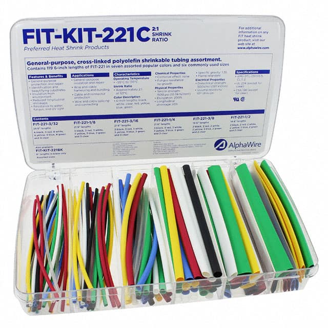 FKIT221C MC032 Alpha Wire                                                                    KIT SHRINK TUBING 2:1 XLPO MULTI