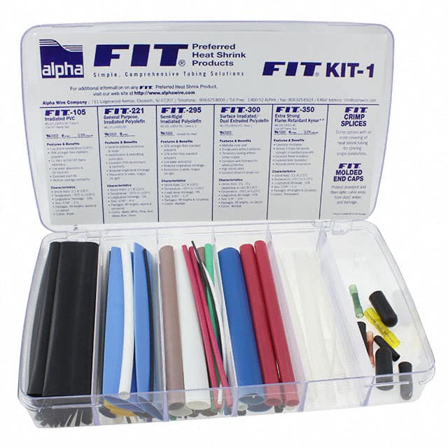 FKIT1 BK032 Alpha Wire                                                                    KIT HEATSHRINK TUBING BLACK