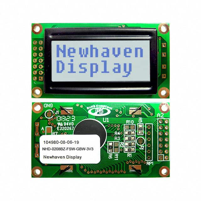 NHD-0208BZ-FSW-GBW-3V3 Newhaven Display Intl                                                                    LCD MOD CHAR 2X8 TRANSF