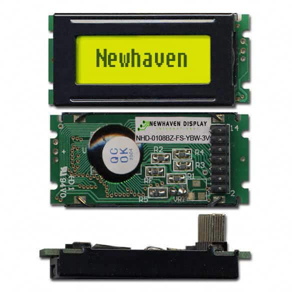 NHD-0108BZ-FS-YBW-3V Newhaven Display Intl                                                                    LCD MOD CHAR 1X8 Y/G TRANSFL