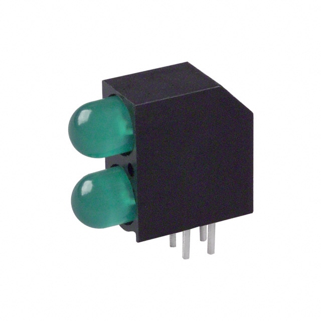 5520222F Dialight                                                                    LED 2HI 5MM RT ANG GREEN PC MNT