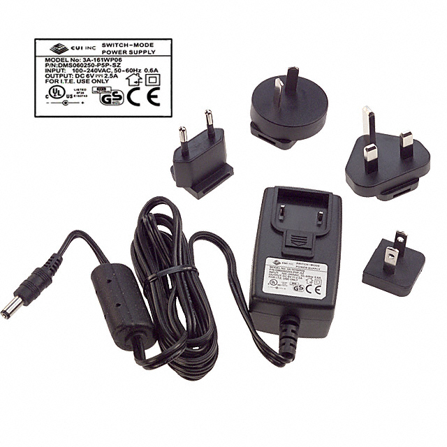 DMS060250-P5P-SZ CUI Inc.                                                                    AC/DC WALL MOUNT ADAPTER 6V 15W