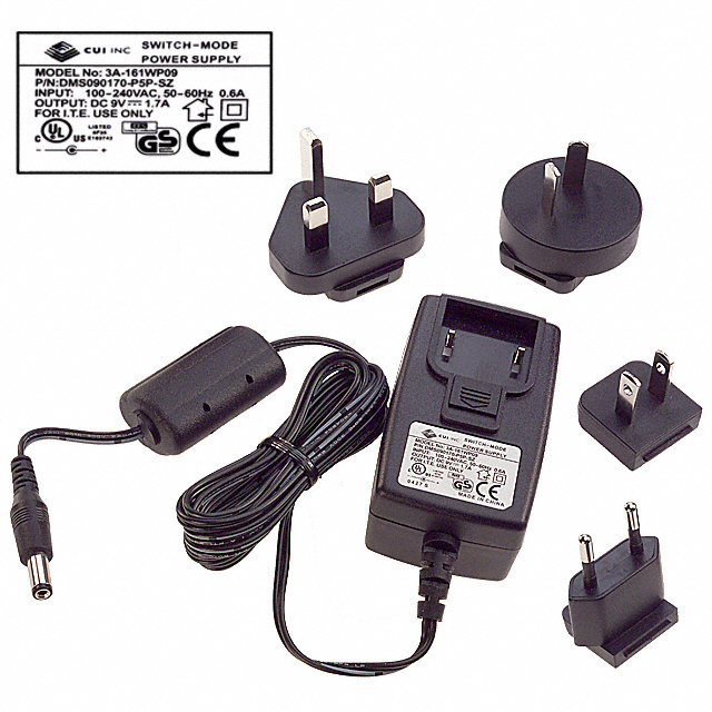 DMS090170-P5P-SZ CUI Inc.                                                                    AC/DC WALL MOUNT ADAPTER 9V 15W