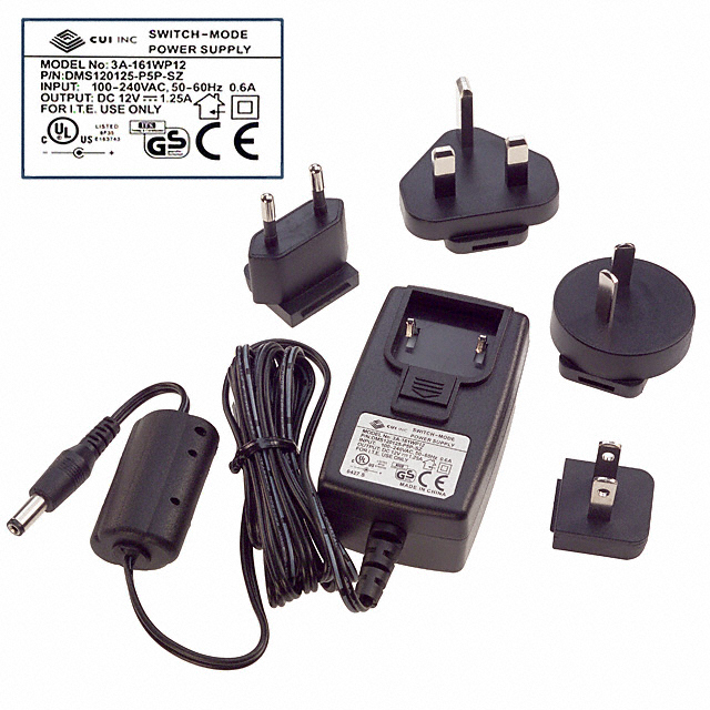 DMS120125-P5P-SZ CUI Inc.                                                                    AC/DC WALL MOUNT ADAPTER 12V 15W