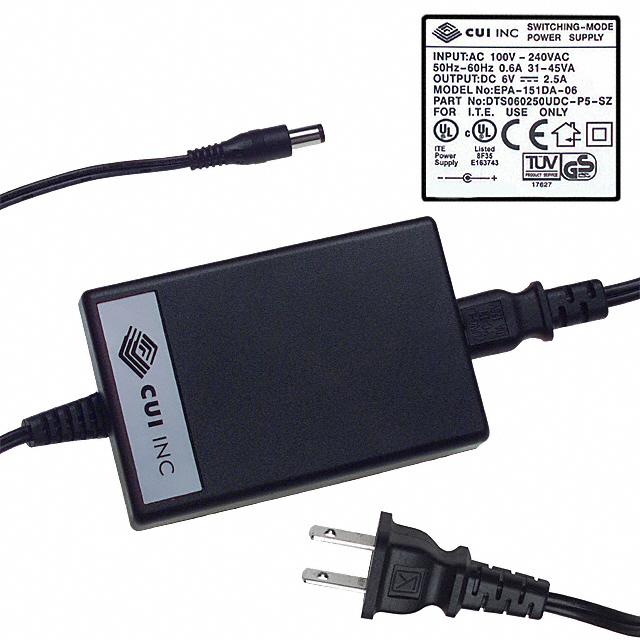 DTS060250UDC-P5P CUI Inc.                                                                    AC/DC DESKTOP ADAPTER 6V 15W