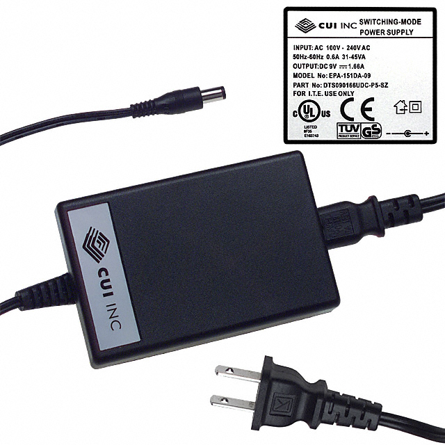 DTS090166UDC-P5P CUI Inc.                                                                    AC/DC DESKTOP ADAPTER 9V 15W