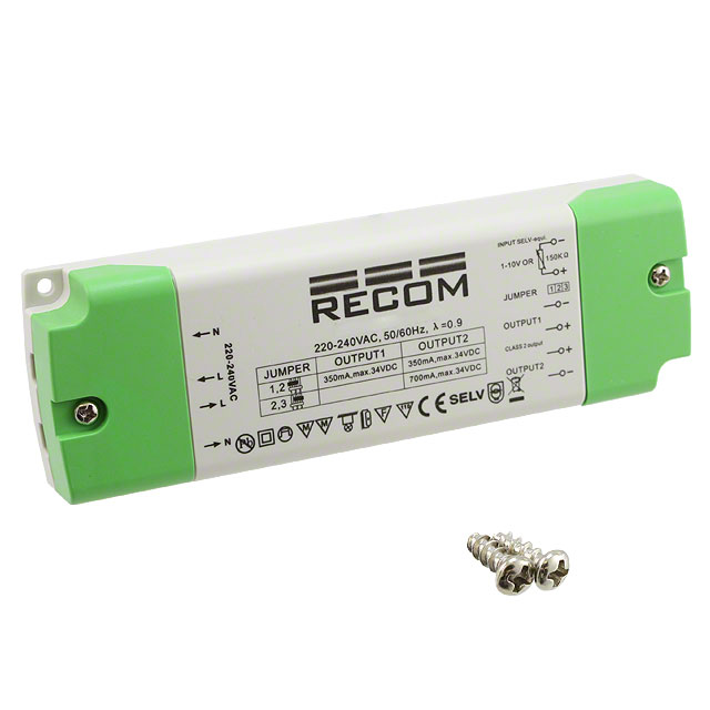 RACD20-350D Recom Power                                                                    LED DRIVER CC AC/DC 3-34V 350MA