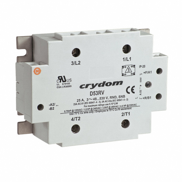 D53RV25CH Sensata-Crydom                                                                    RELAY SSR IP20 25A 3PHAS PNL MNT