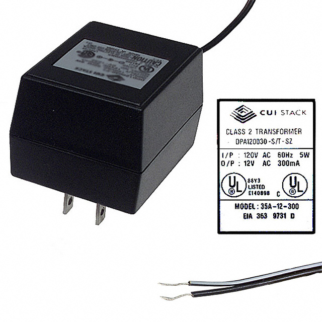 DPA120030-S/T-SZ CUI Inc.                                                                    AC/AC WALL MOUNT ADAPTER 12V 4W