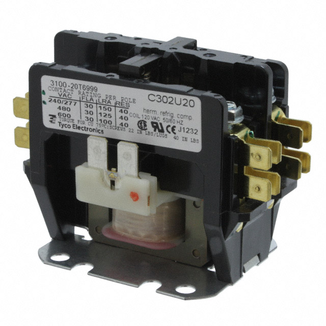 3100-20T6999 TE Connectivity Potter & Brumfield Relays                                                                    RELAY CONTACTOR DPST 30A 120V