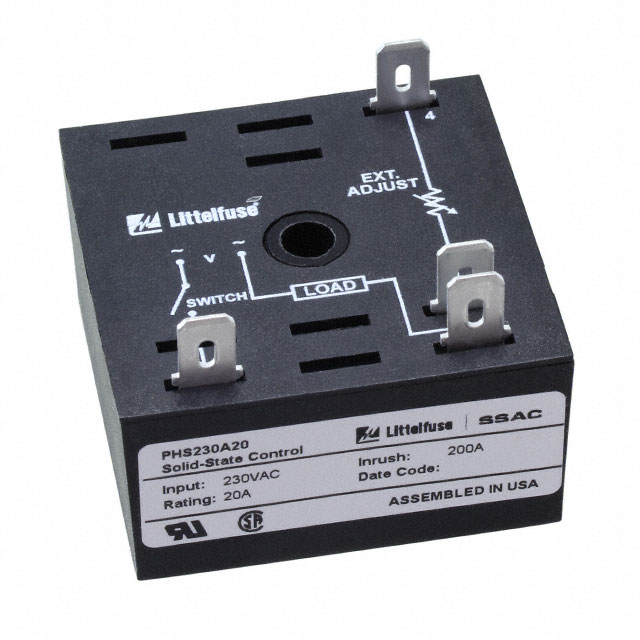 PHS230A20 Littelfuse Inc.                                                                    RELAY SS 230VAC 20A PHASE CNTRL