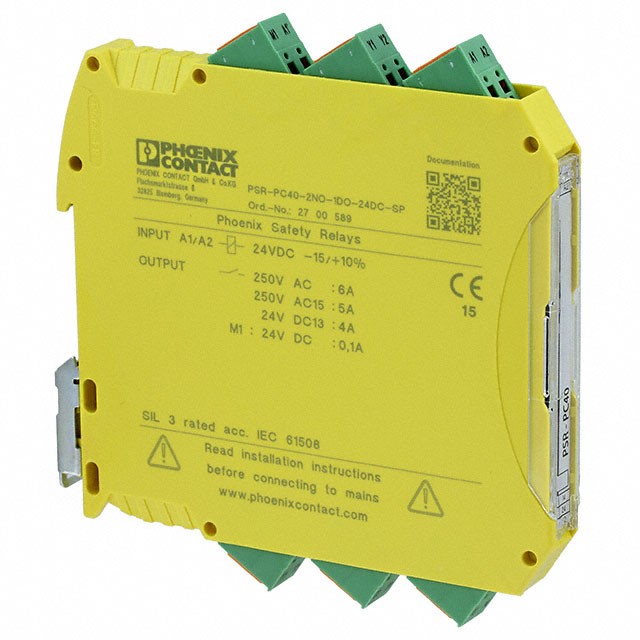 2700589 Phoenix Contact                                                                    RELAY SAFETY DPST-NO 6A 24V