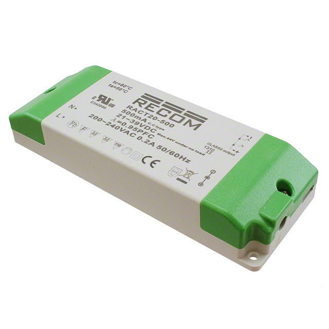 RACT20-500 Recom Power                                                                    LED DRIVER CC AC/DC 21-39V 500MA