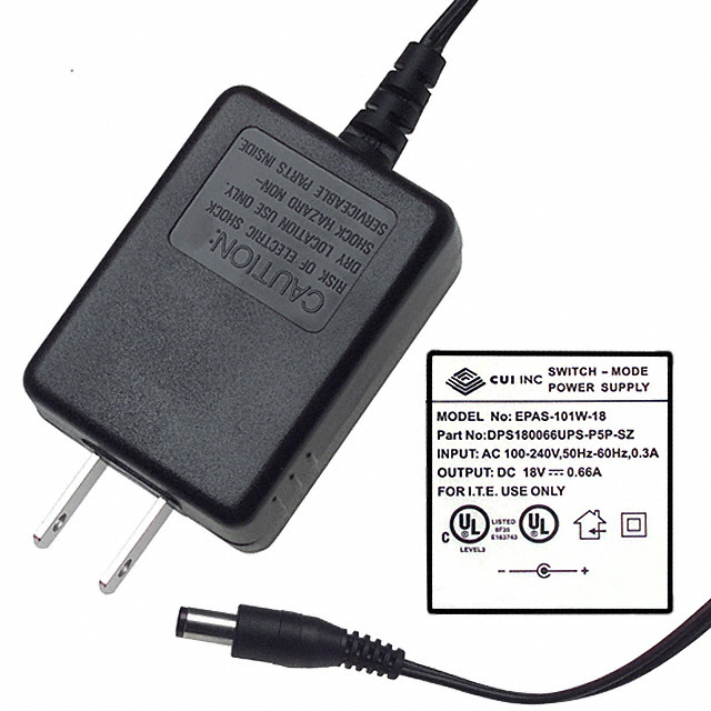 DPS180066UPS-P5P-SZ CUI Inc.                                                                    AC/DC WALL MOUNT ADAPTER 18V 12W