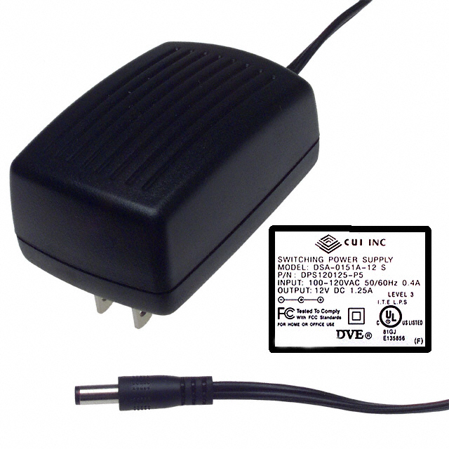 DPS120125-P5P CUI Inc.                                                                    AC/DC WALL MOUNT ADAPTER 12V 15W