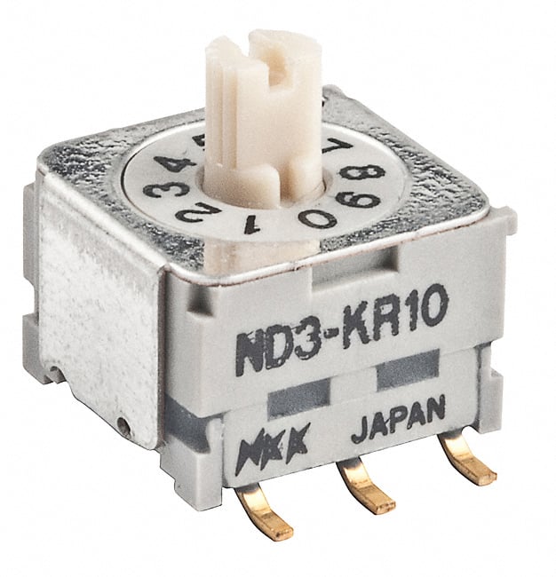 ND3KR10P NKK Switches                                                                    SWITCH ROTARY DIP BCD 100MA 5V