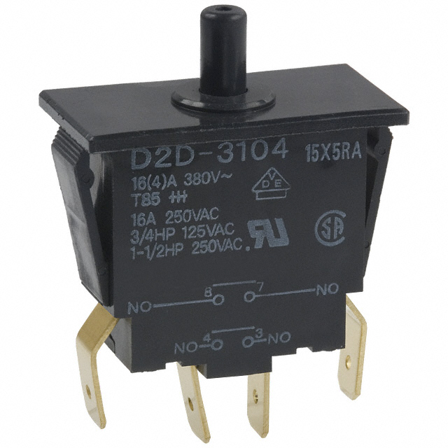 D2D-3104 Omron Electronics Inc-EMC Div                                                                    SWITCH SNAP ACT DPST-NO 16A 250V