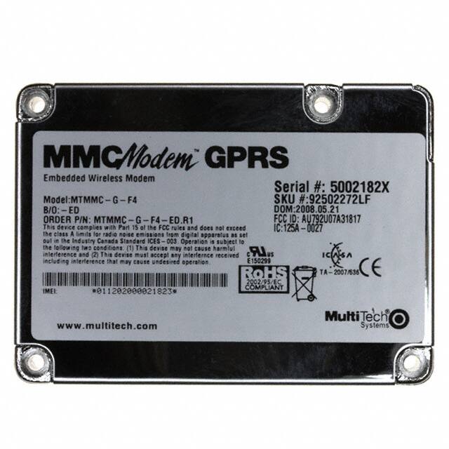 MTMMC-G-F4-ED.R1 Multi-Tech Systems Inc.                                                                    MODEM MMC QUAD-BAND GPRS 5V