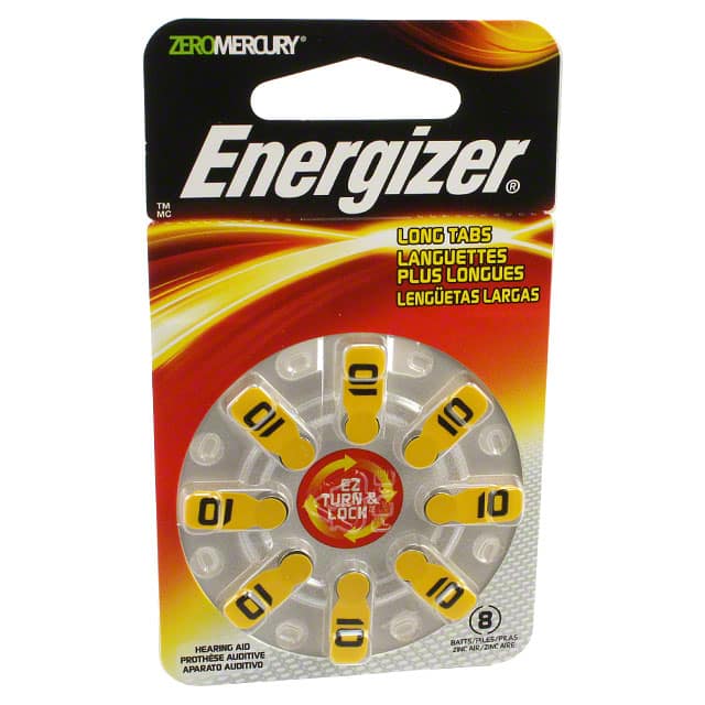 AZ10DP-8 Energizer Battery Company                                                                    BATTERY ZINC 1.4V COIN 5.8MM 8PK